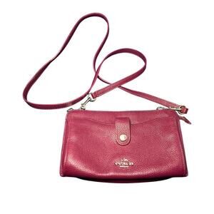 Coach Crossbody Bag Pink Pebbled Leather Small Purse with Strap
